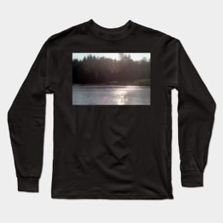 view across Trojan pond, near Goble, Oregon with flare Long Sleeve T-Shirt